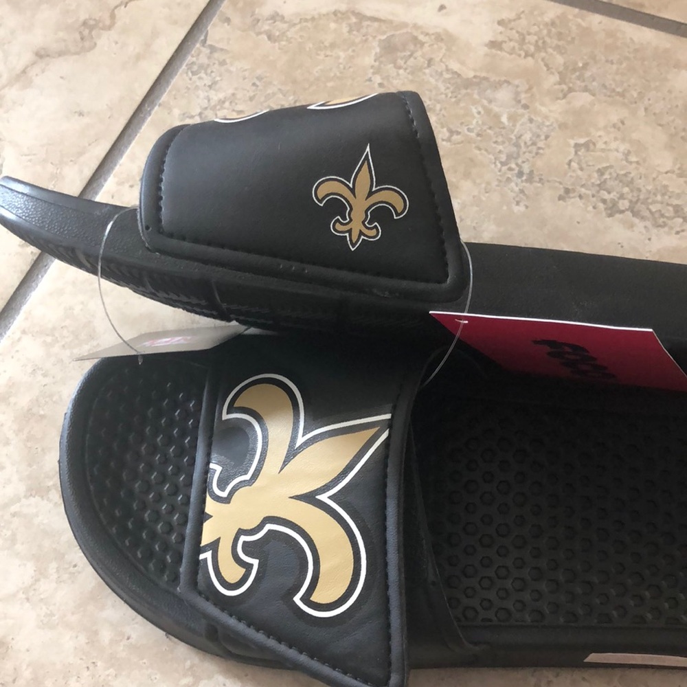 NWT Kids L 2-3 New Orleans Saints Black Slides - Picture 8 of 8